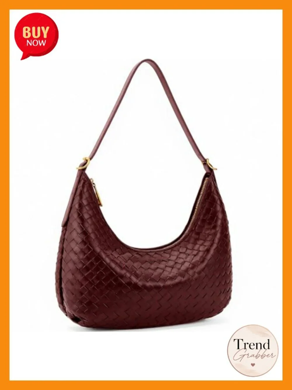 Women Woven Vegan Leather Shoulder Crossbody Hobo Bag, Adjustable Strap Inside